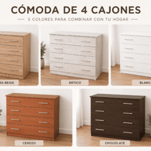 Cómoda 4 Cajones – Disponible en Varios Colores