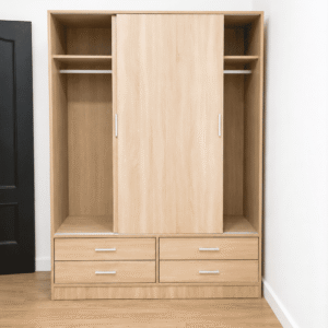 Armario Moderno de Madera con Puertas Correderas y Cajones – 150x200 cm