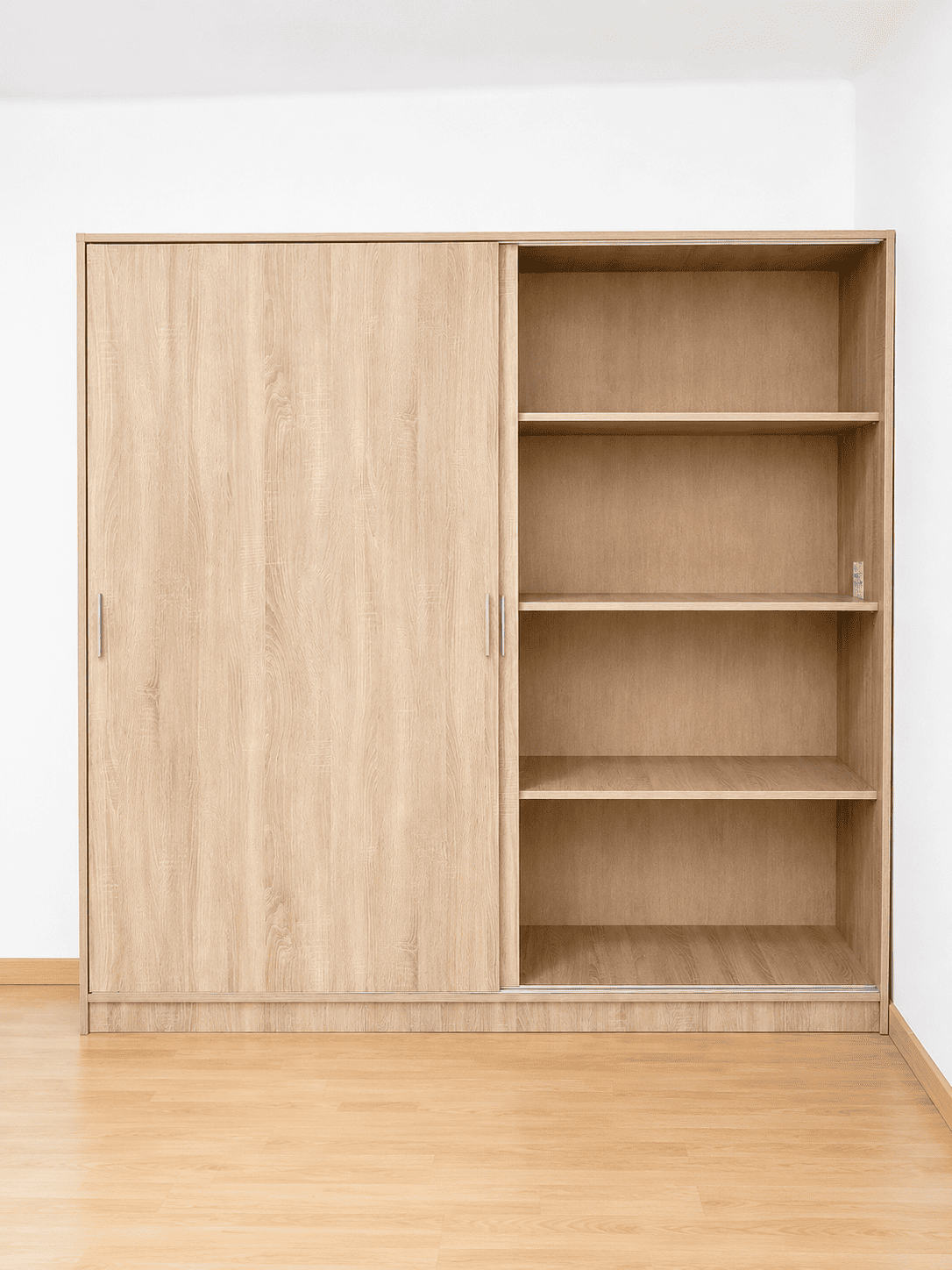 Armario puertas correderas 200 cm - blanco o madera - Imagen 3