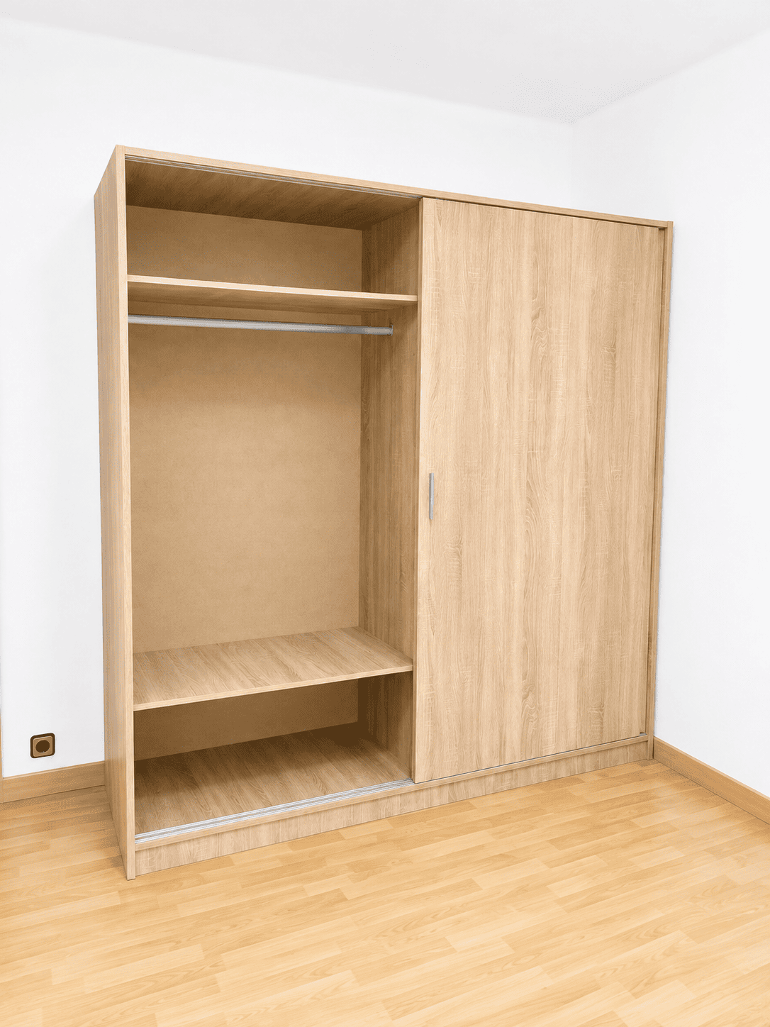 Armario puertas correderas 200 cm - blanco o madera - Imagen 4