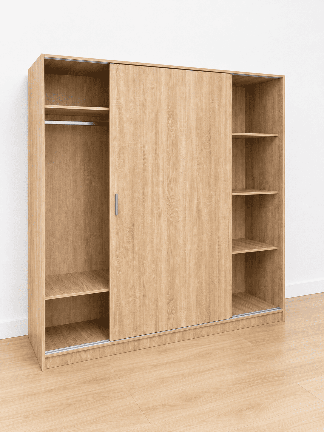 Armario puertas correderas 200 cm - blanco o madera - Imagen 5