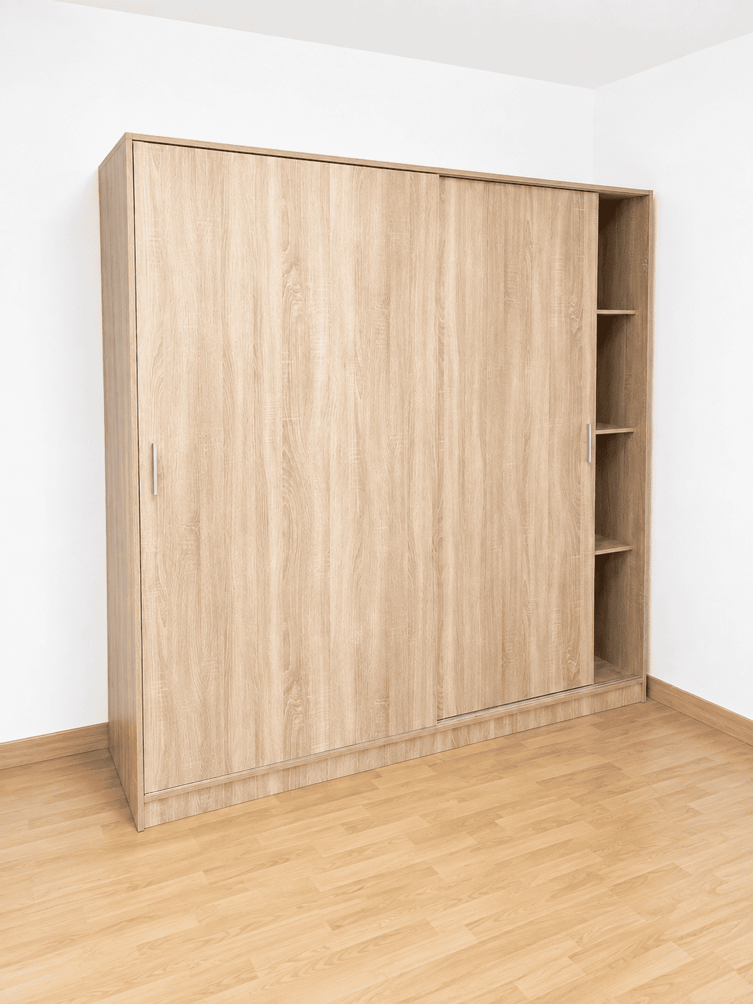 Armario puertas correderas 200 cm - blanco o madera - Imagen 6
