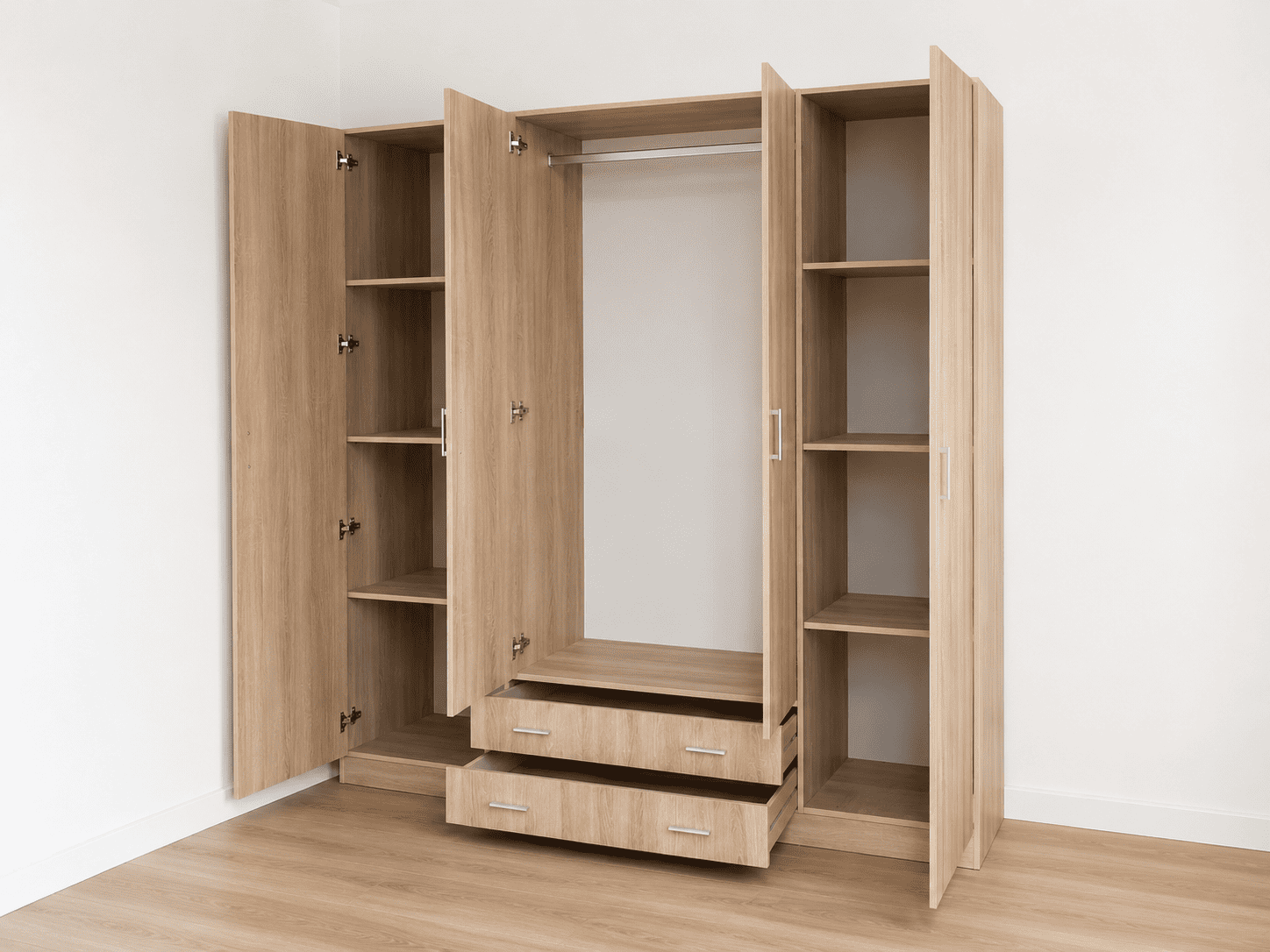 Armario de madera con 4 puertas y 2 cajones 200 cm - Imagen 2