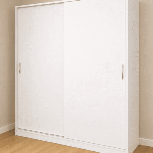 Armario blanco de madera con puertas correderas 200 cm