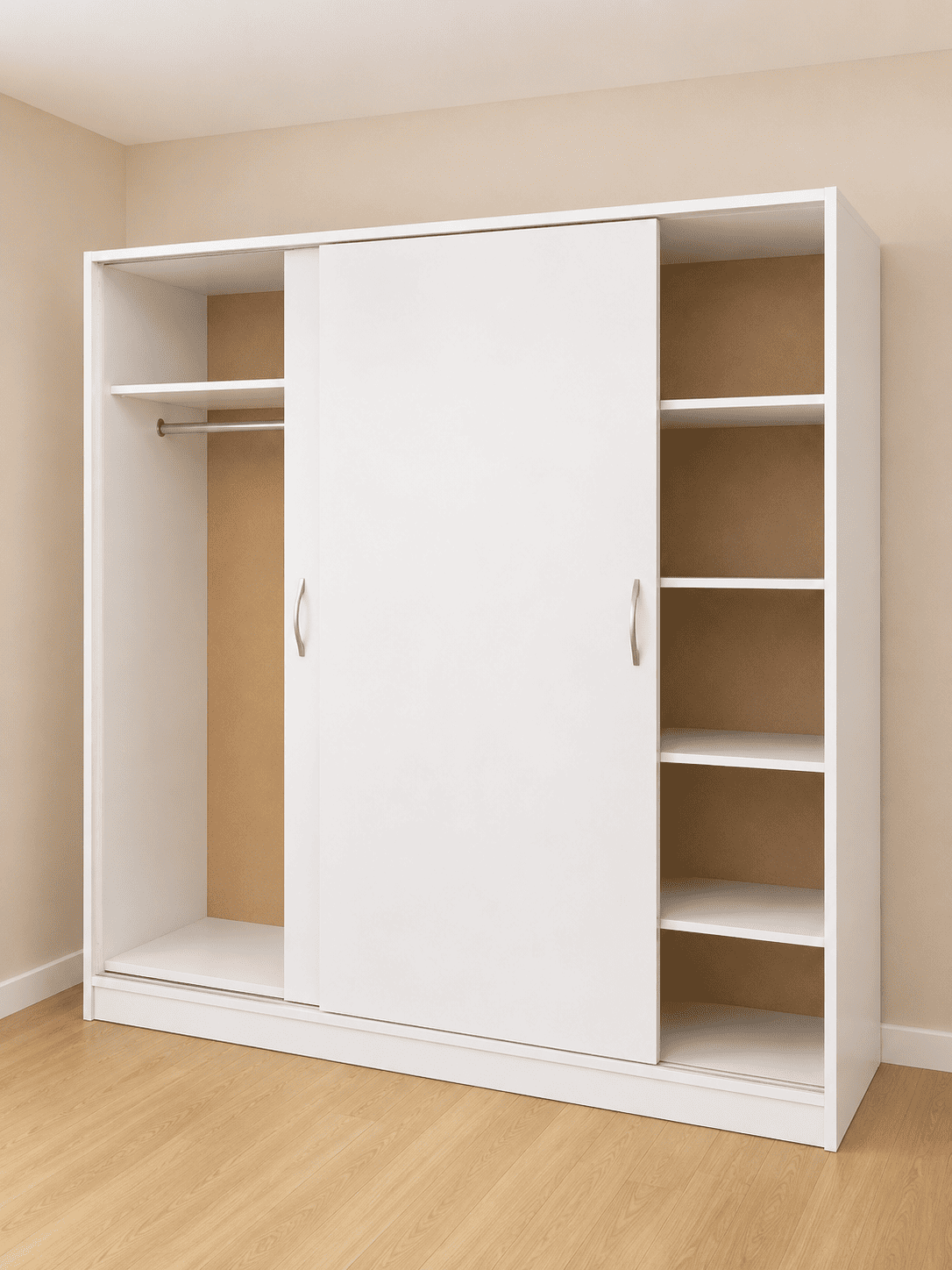 Armario blanco de madera con puertas correderas 200 cm - Imagen 2