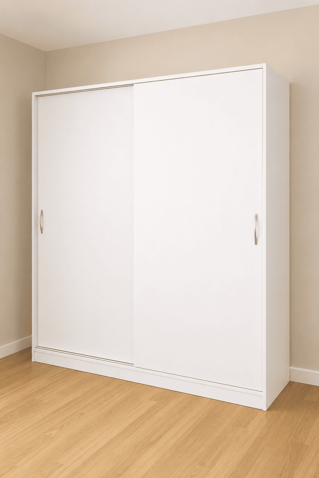 Armario blanco de madera con puertas correderas 200 cm