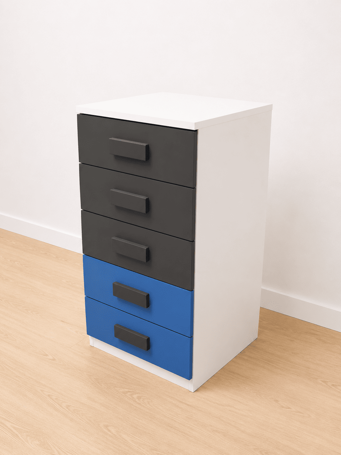 Cómoda Moderna de 5 Cajones Azul y Gris – 103 cm - Imagen 3