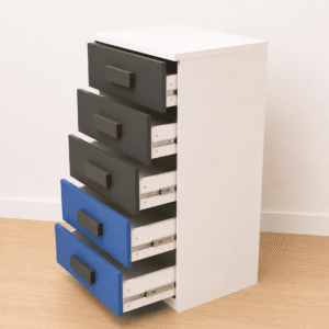 Cómoda Moderna de 5 Cajones Azul y Gris – 103 cm