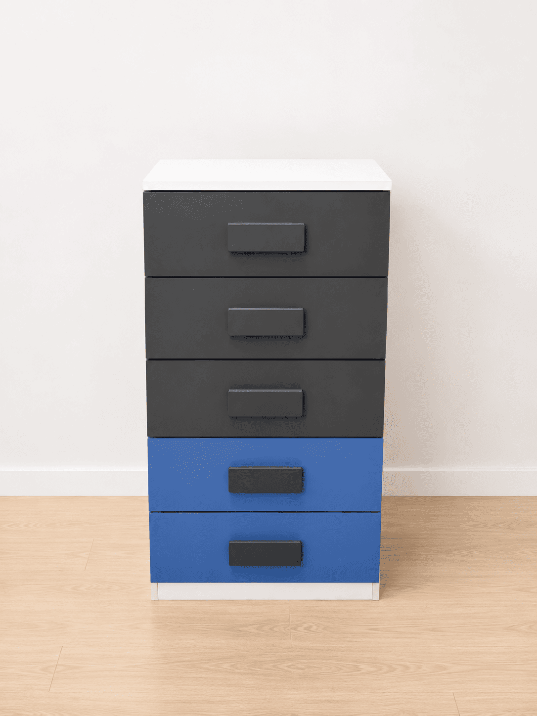Cómoda Moderna de 5 Cajones Azul y Gris – 103 cm - Imagen 2