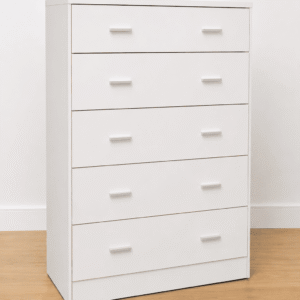 Sinfonier Blanco de 5 Cajones Moderno – 123 cm