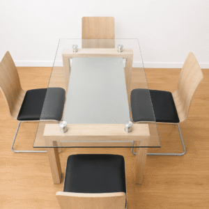 Mesa de Comedor Cristal y Madera Moderna – 150 cm