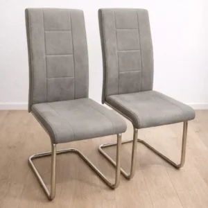 Juego de 6 Sillas de Comedor Grises con Estructura Cantiléver