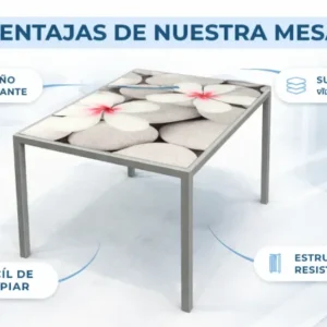 Mesa comedor cristal diseño floral