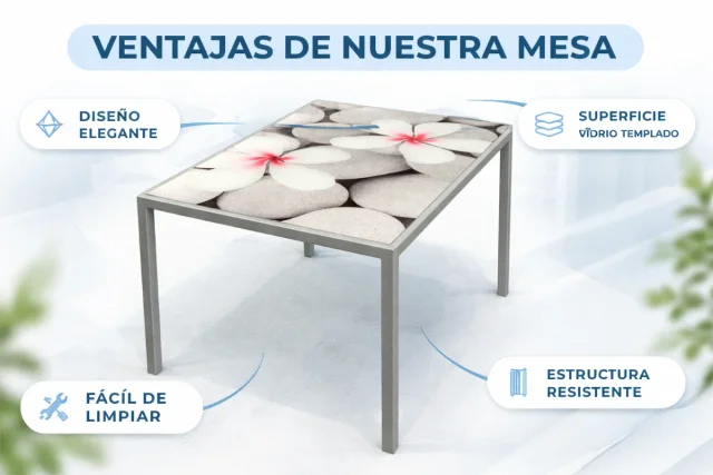 Mesa comedor cristal diseño floral