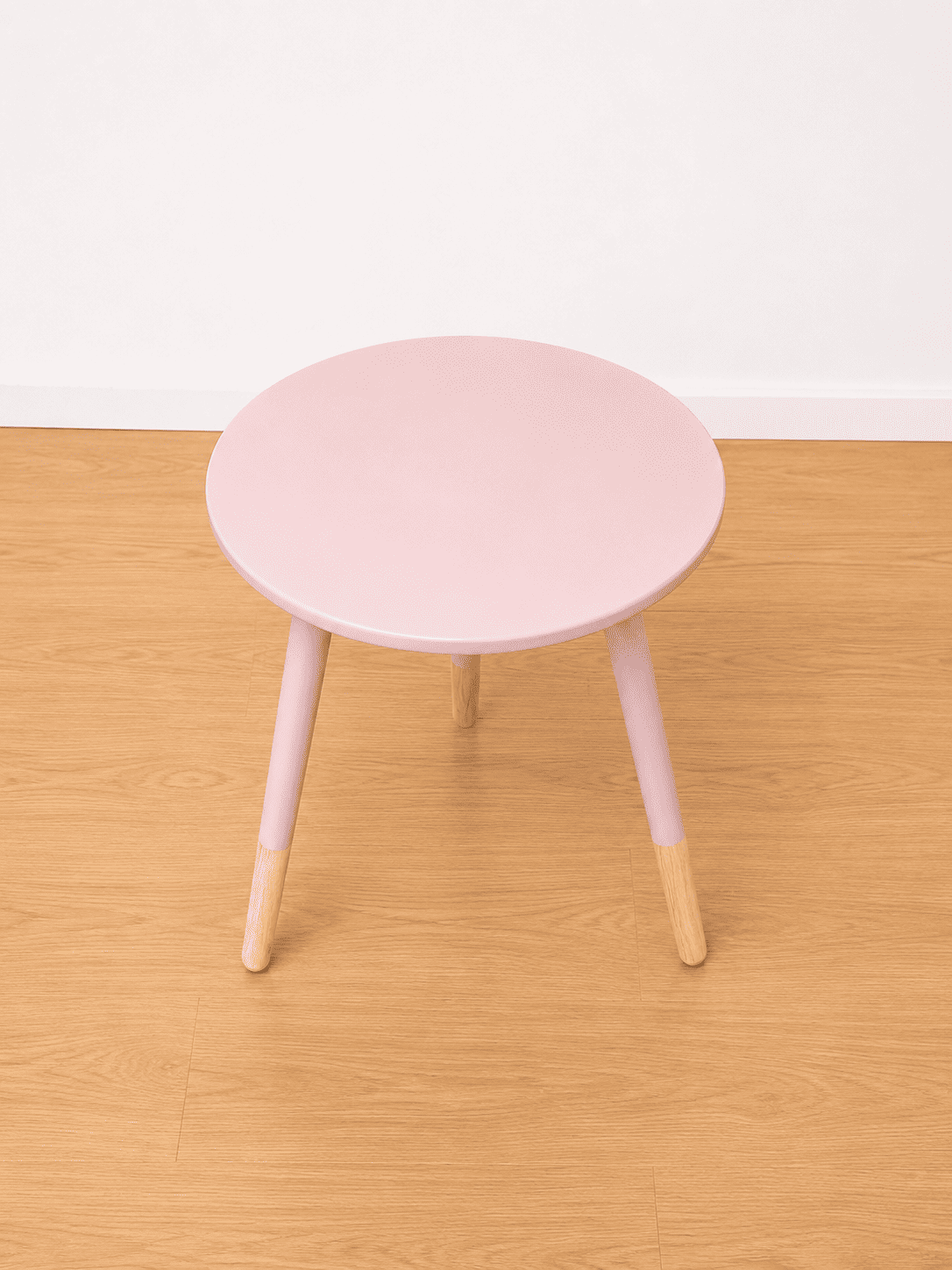 Mesa Auxiliar Redonda Rosa y Madera Estilo Nórdico – 40 cm - Imagen 2