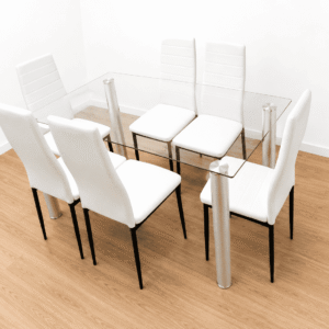Juego Comedor Cristal 6 Sillas Blanco
