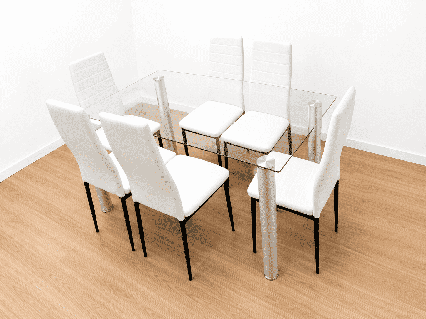 Juego Comedor Cristal 6 Sillas Blanco