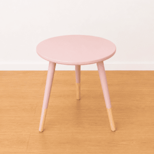 Mesa Auxiliar Redonda Rosa y Madera Estilo Nórdico – 40 cm
