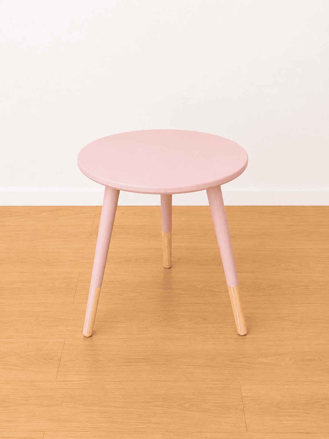 Mesa Auxiliar Redonda Rosa y Madera Estilo Nórdico – 40 cm