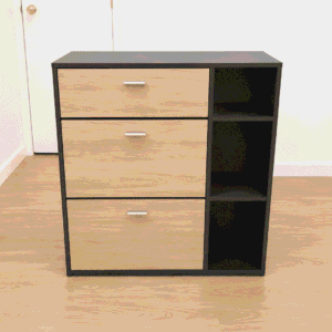 Zapatero Moderno Gris y Madera con Compartimentos Abatibles – 90 cm