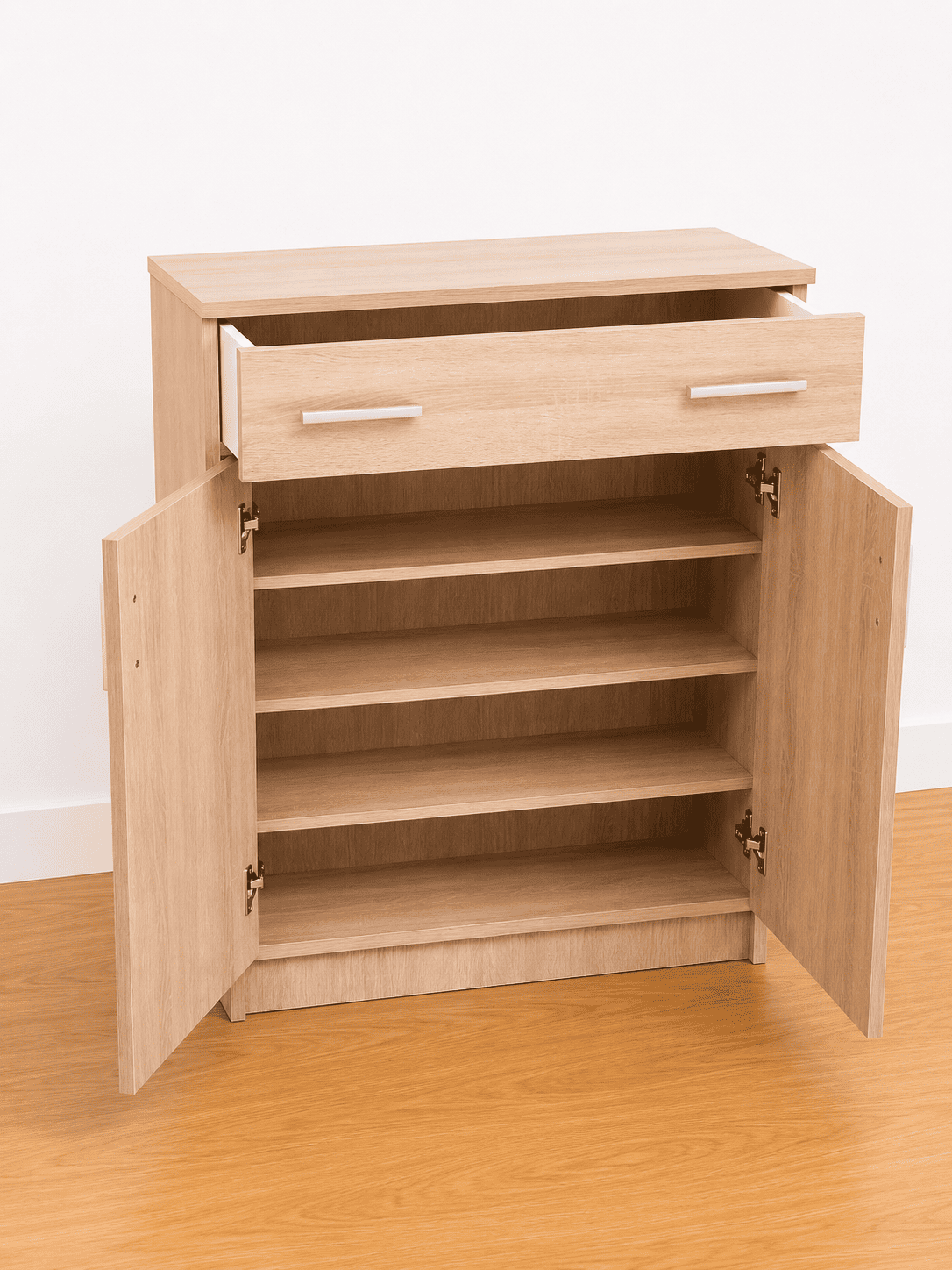 Zapatero de Madera Marrón con Cajón y Puertas – 74 cm - Imagen 3
