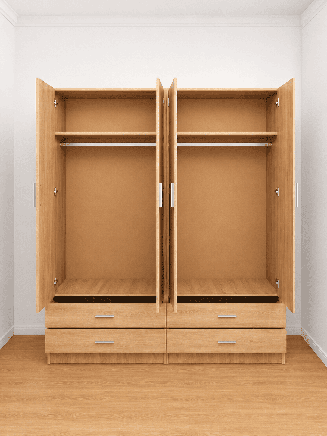 Armario de madera de 4 puertas con espejo y 4 cajones 200 cm - Imagen 2