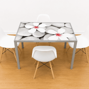 Conjunto de comedor moderno: mesa de cristal + 4 sillas