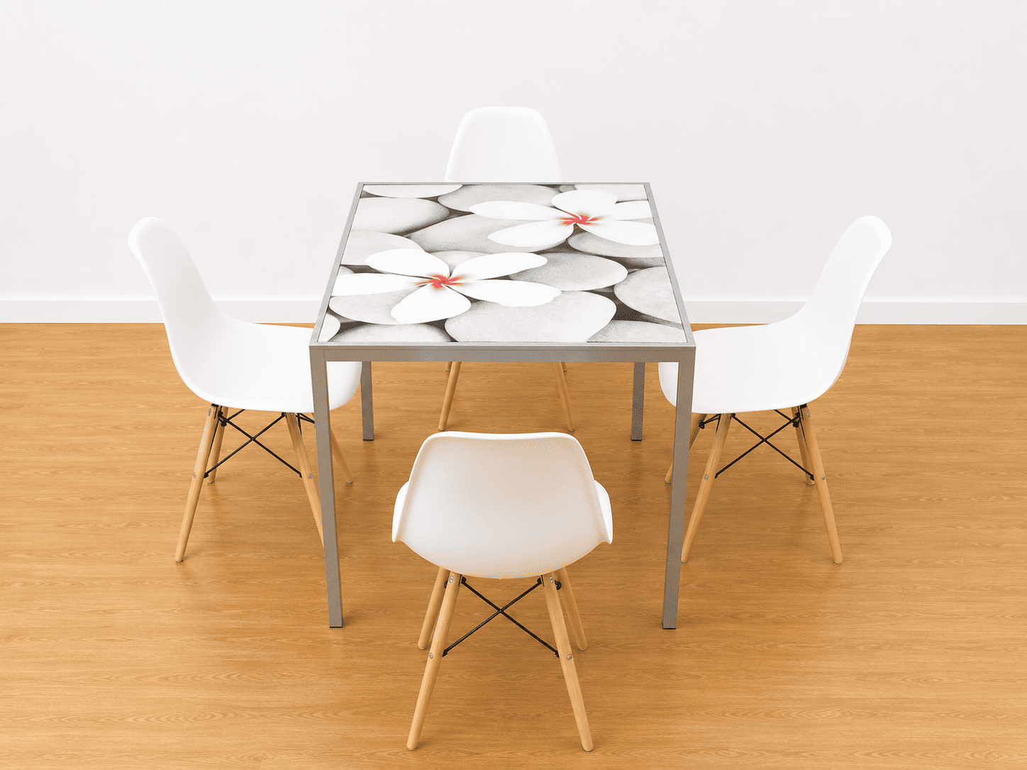 Conjunto de comedor moderno: mesa de cristal + 4 sillas - Imagen 2