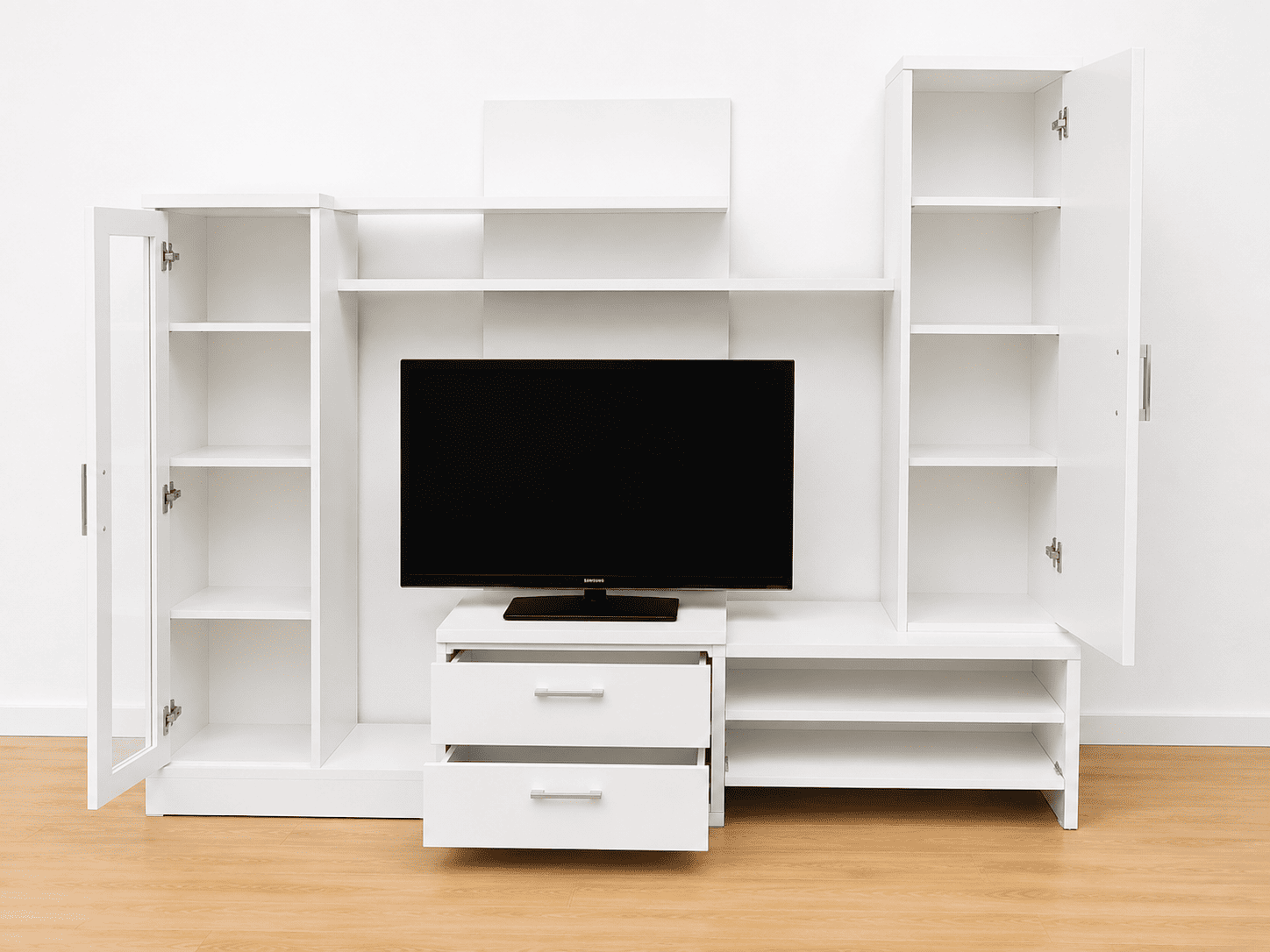 Mueble de salón para TV con vitrina y armario - Imagen 3