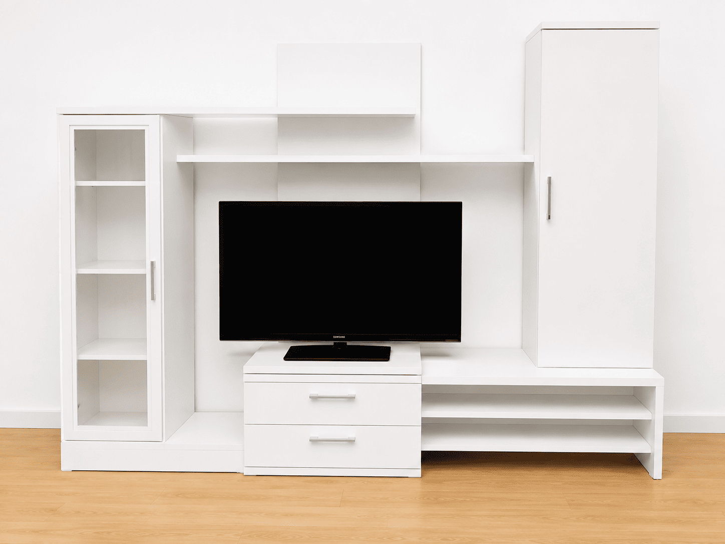 Mueble de salón para TV con vitrina y armario