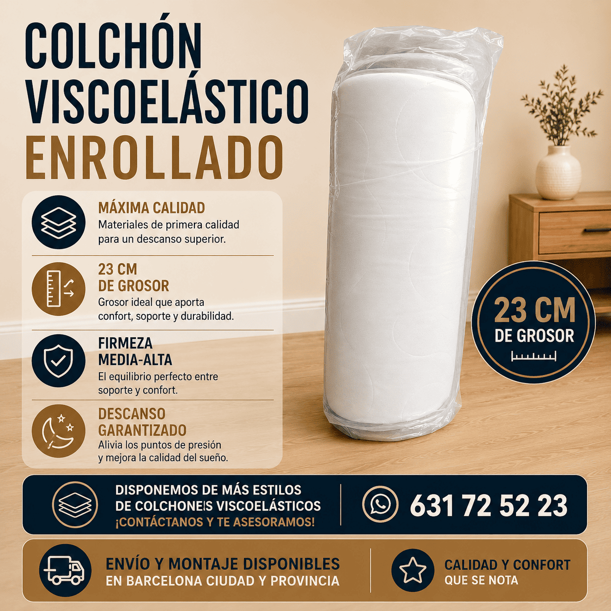 🛏️ Pack Canapé Abatible + Colchón Visco 24 cm + Cabecero - Imagen 4