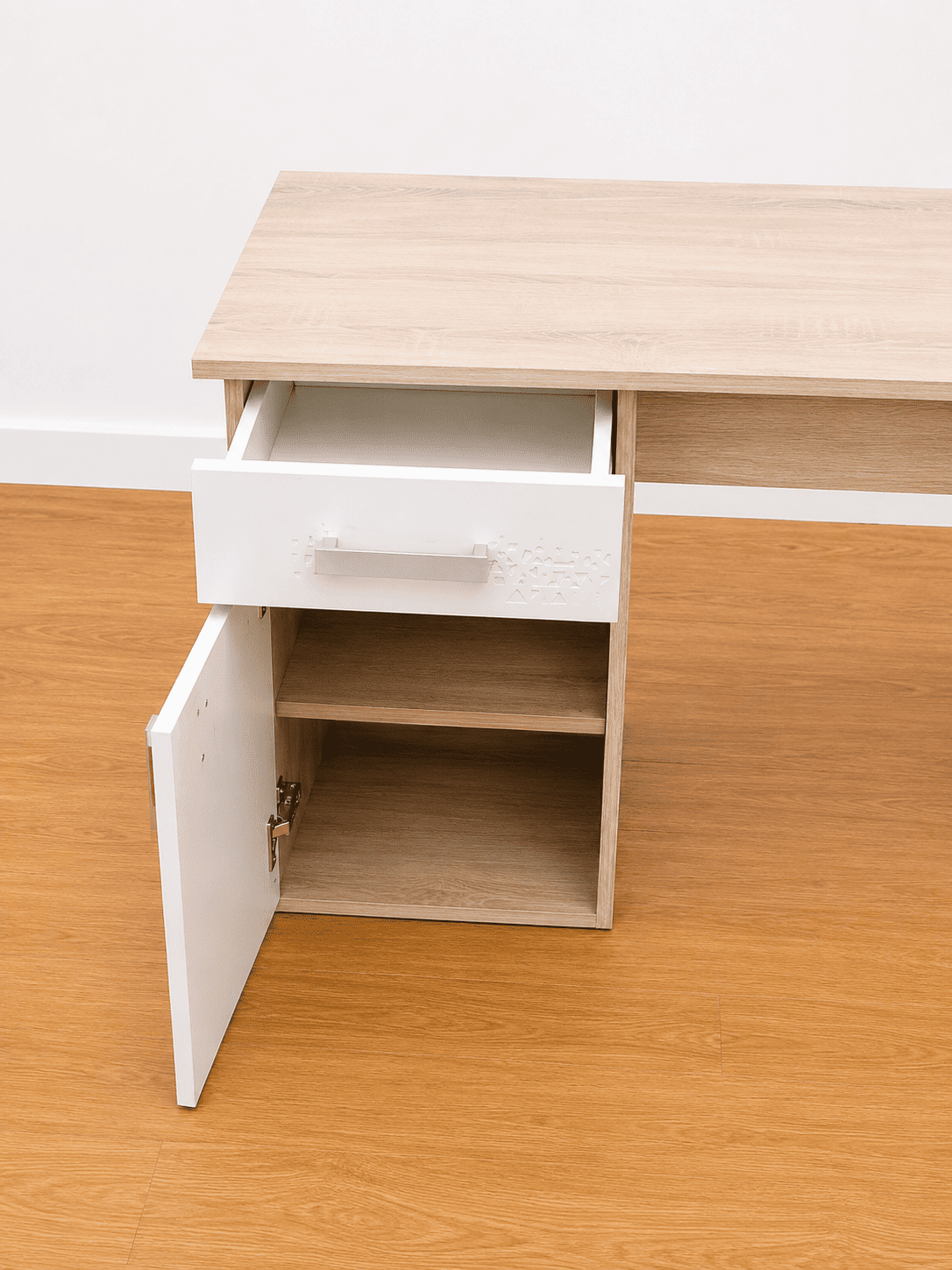 Escritorio blanco y beige con 2 cajones – 120 cm – Nuevo - Imagen 2