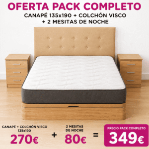 Pack Canapé + Colchón Visco + 2 Mesitas de Noche