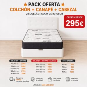🛏️ Pack Canapé Abatible + Colchón Visco 24 cm + Cabecero
