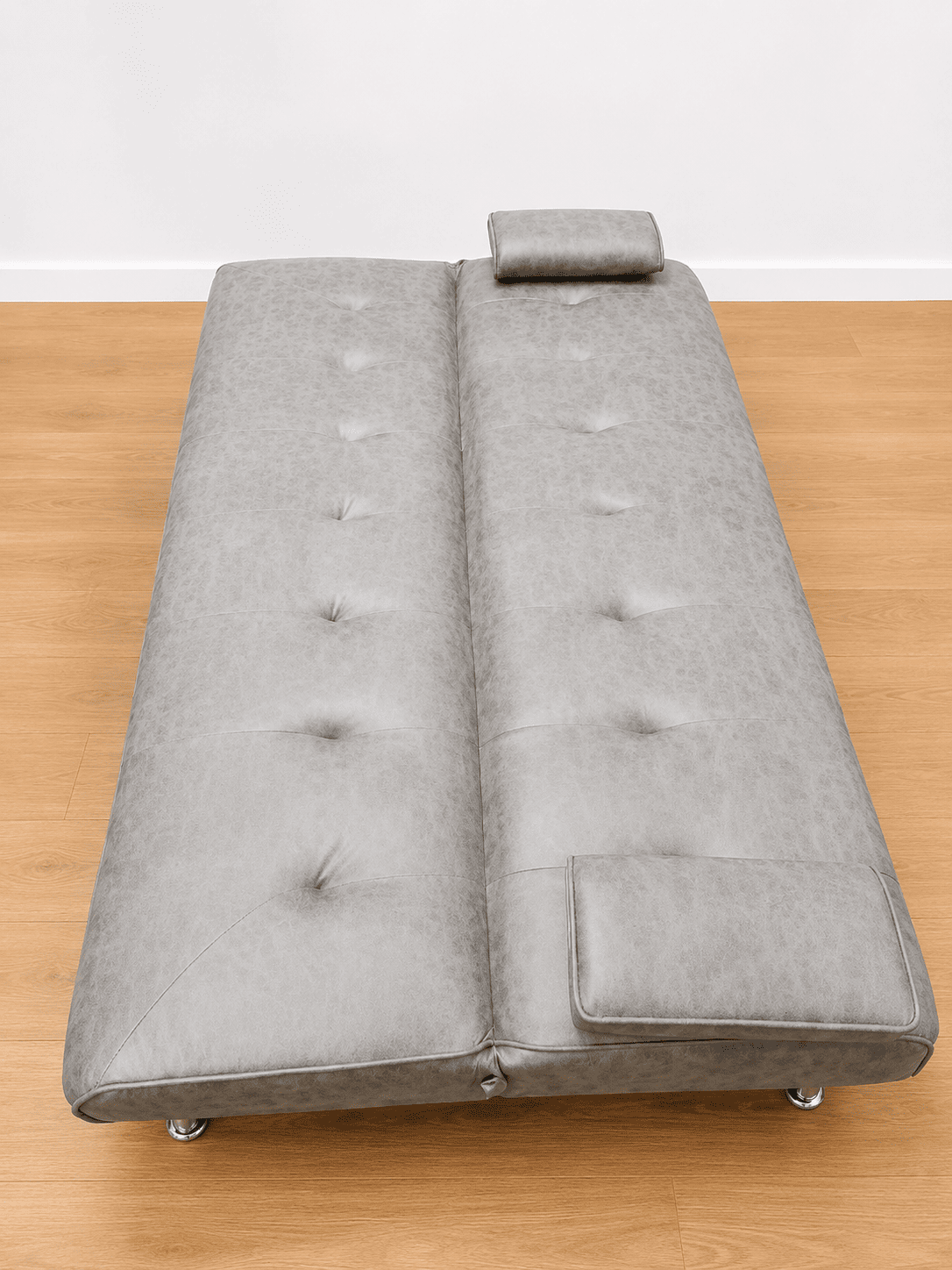 Sofá cama de polipiel gris - Imagen 3