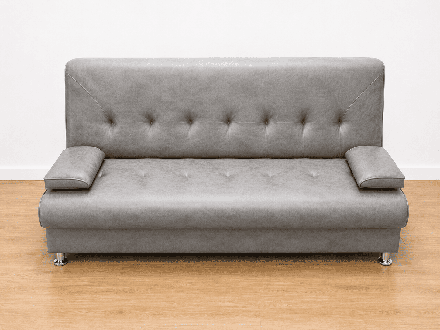 Sofá cama de polipiel gris