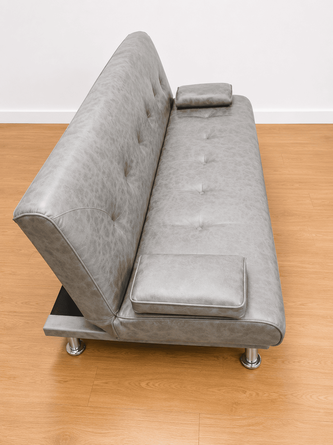 Sofá cama de polipiel gris - Imagen 2