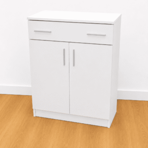 Zapatero blanco con cajón y 2 puertas
