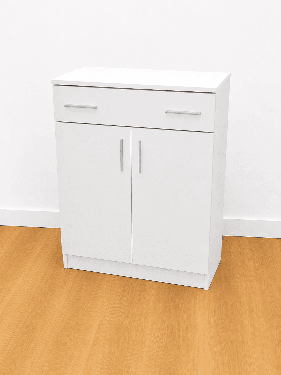 Zapatero blanco con cajón y 2 puertas