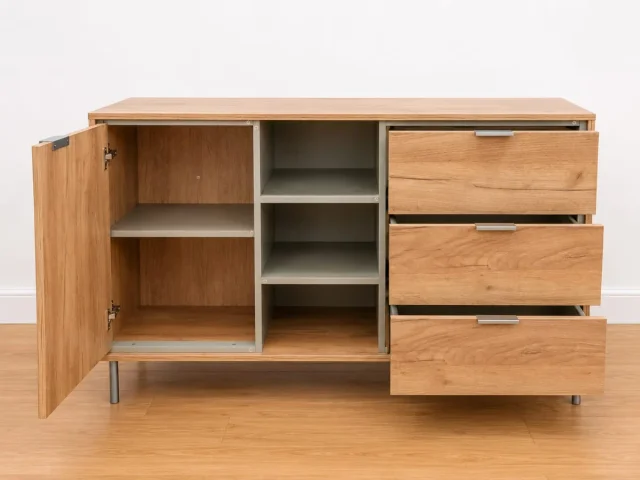 Mueble TV Efecto Madera Natural con 3 Cajones y Almacenamiento – 120 cm - Imagen 2