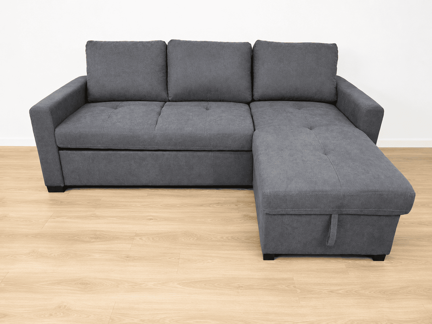 Sofá Cama Chaise Longue con Arcón Gris | 220 x 150 cm