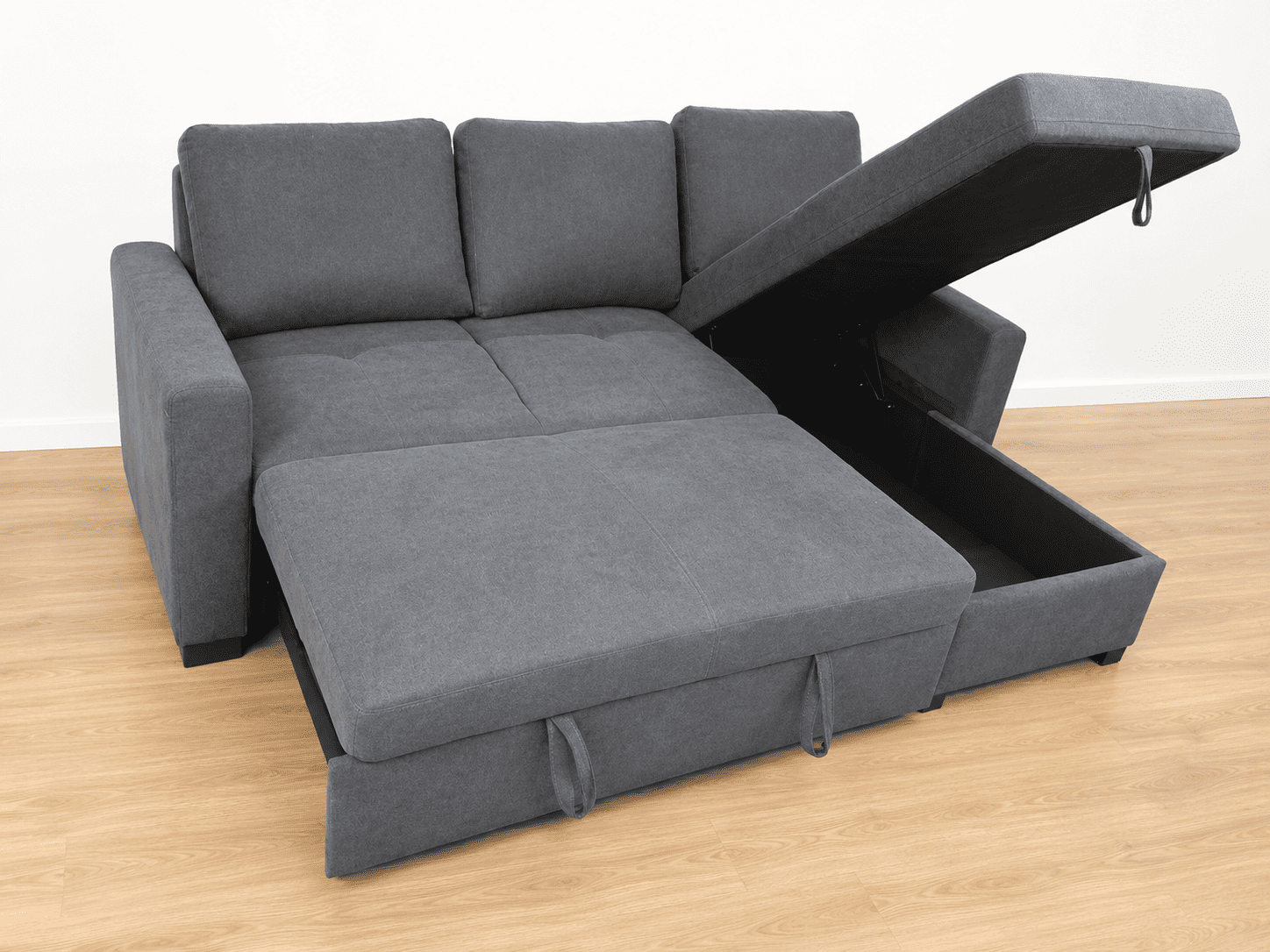 Sofá Cama Chaise Longue con Arcón Gris | 220 x 150 cm - Imagen 2