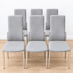 Juego de 6 Sillas de Comedor Grises Tapizadas – 250 €