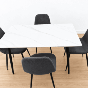 Conjunto Mesa de Comedor Efecto Mármol + 4 Sillas  – 234 €